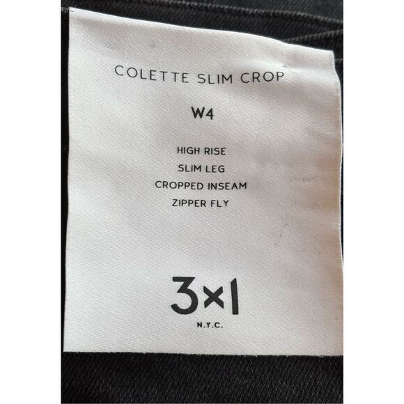3X1 New York W4 COLETTE SLIM CROP JEAN in TAR BLACK NWT Size 30 - Picture 7 of 10